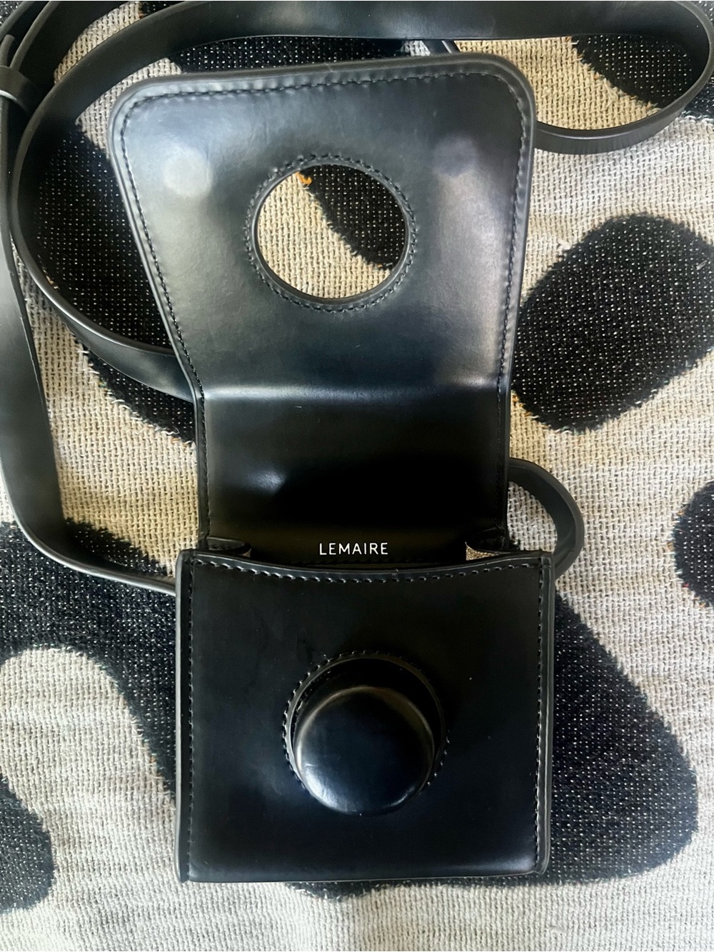 LEMAIRE Black Leather Camera Bag
